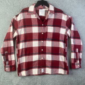 Hollister Womens Flannel Size Small Red White Button Up  Outdoor Casual